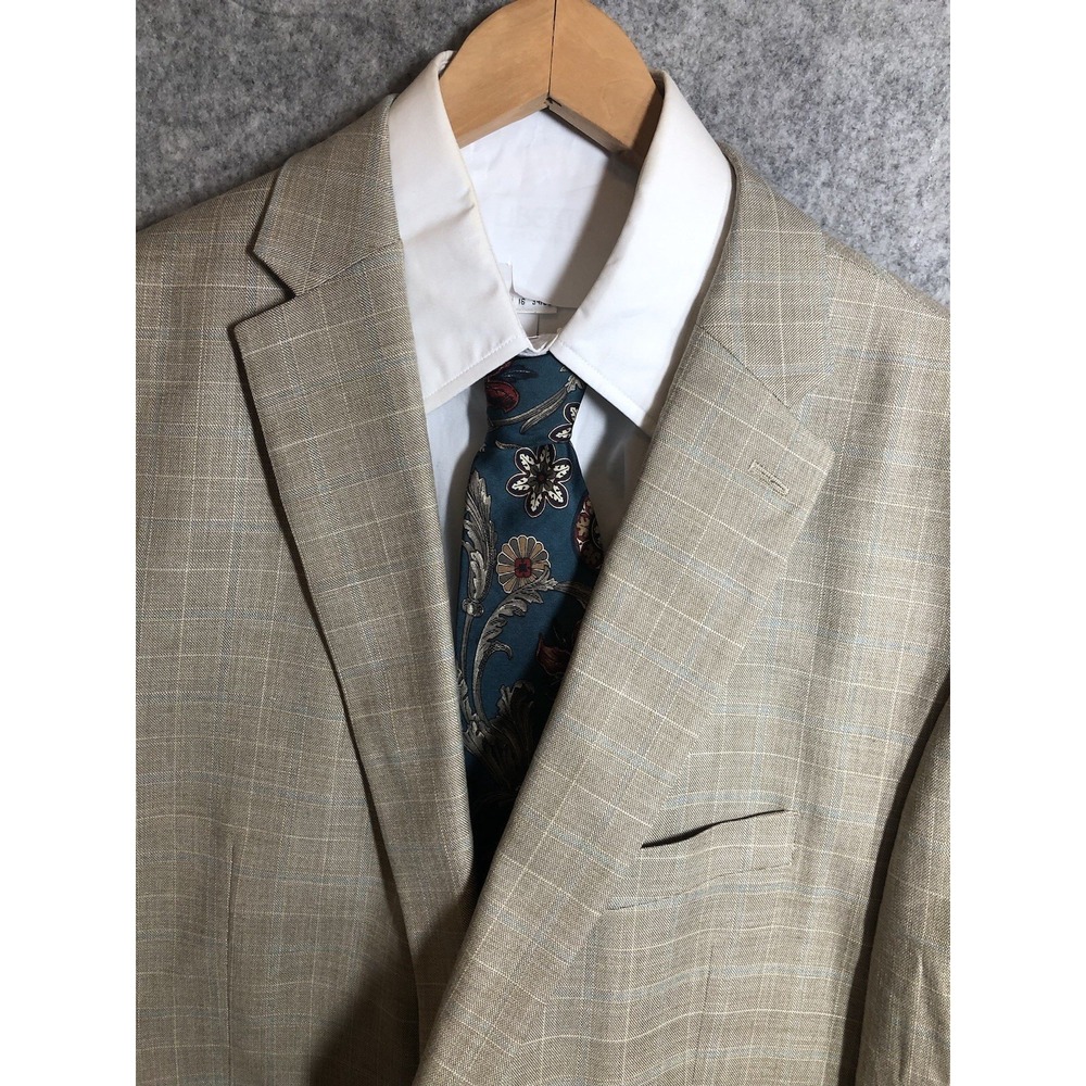 Lauren Ralph Lauren Blazer Mens 48 Long Tan Check Sport Coat Jacket Classic